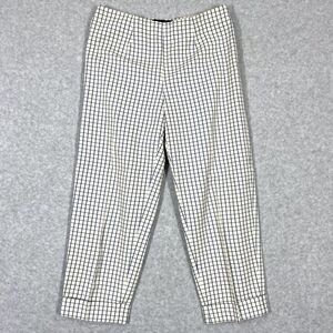 Piazza Sempione Pants Women 6 Audrey Windowpane Check Stretch Cotton Cropped 42